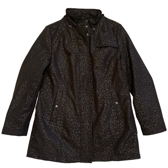 Cleo Black Leopard Print Lightweight Jacket with Pockets, Size M - Picture 1 of 7